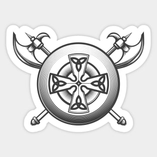 Celtic Shield with Axes Sticker